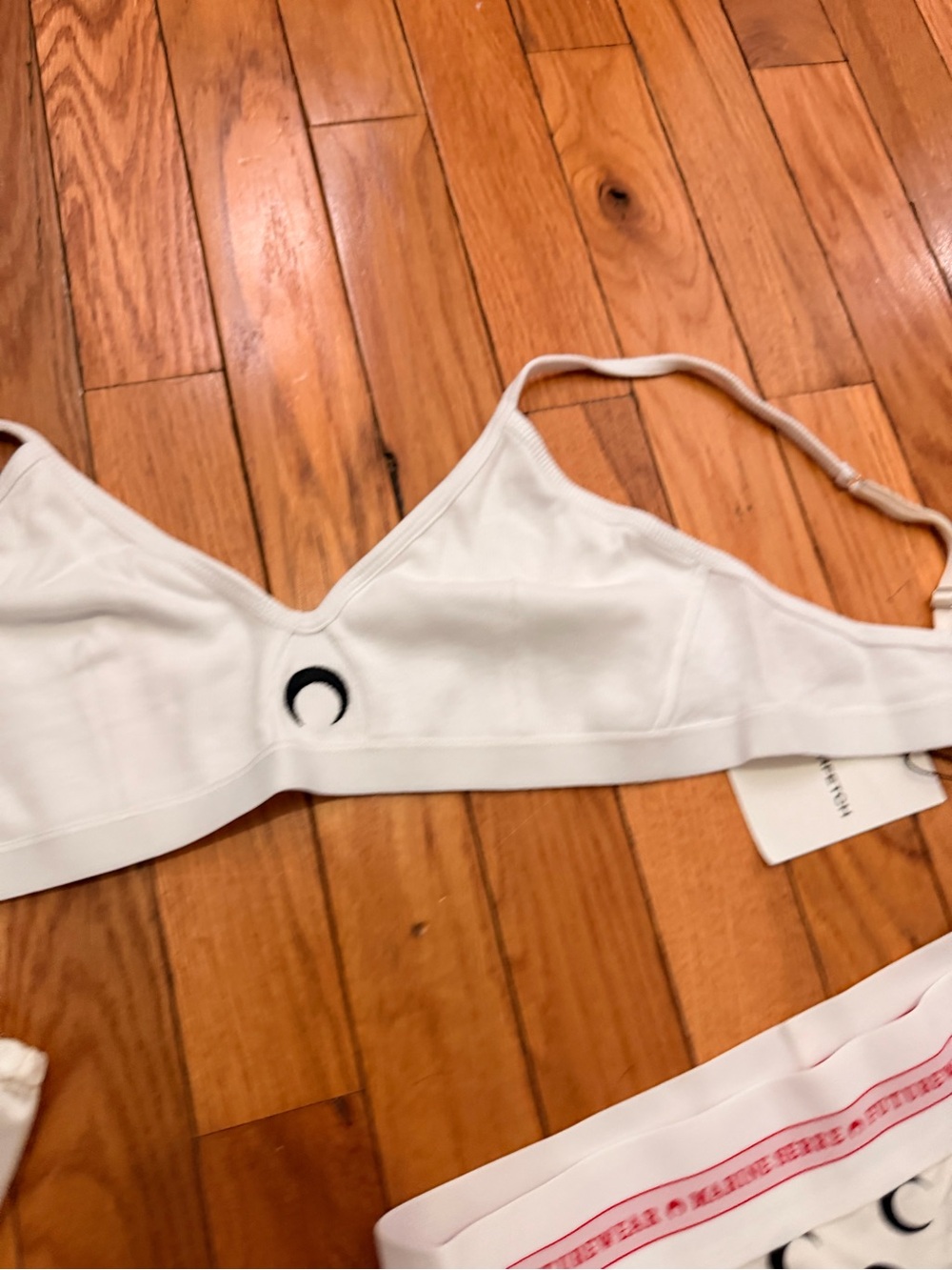 Marine Serre White Crescent Logo Stretch Bralette